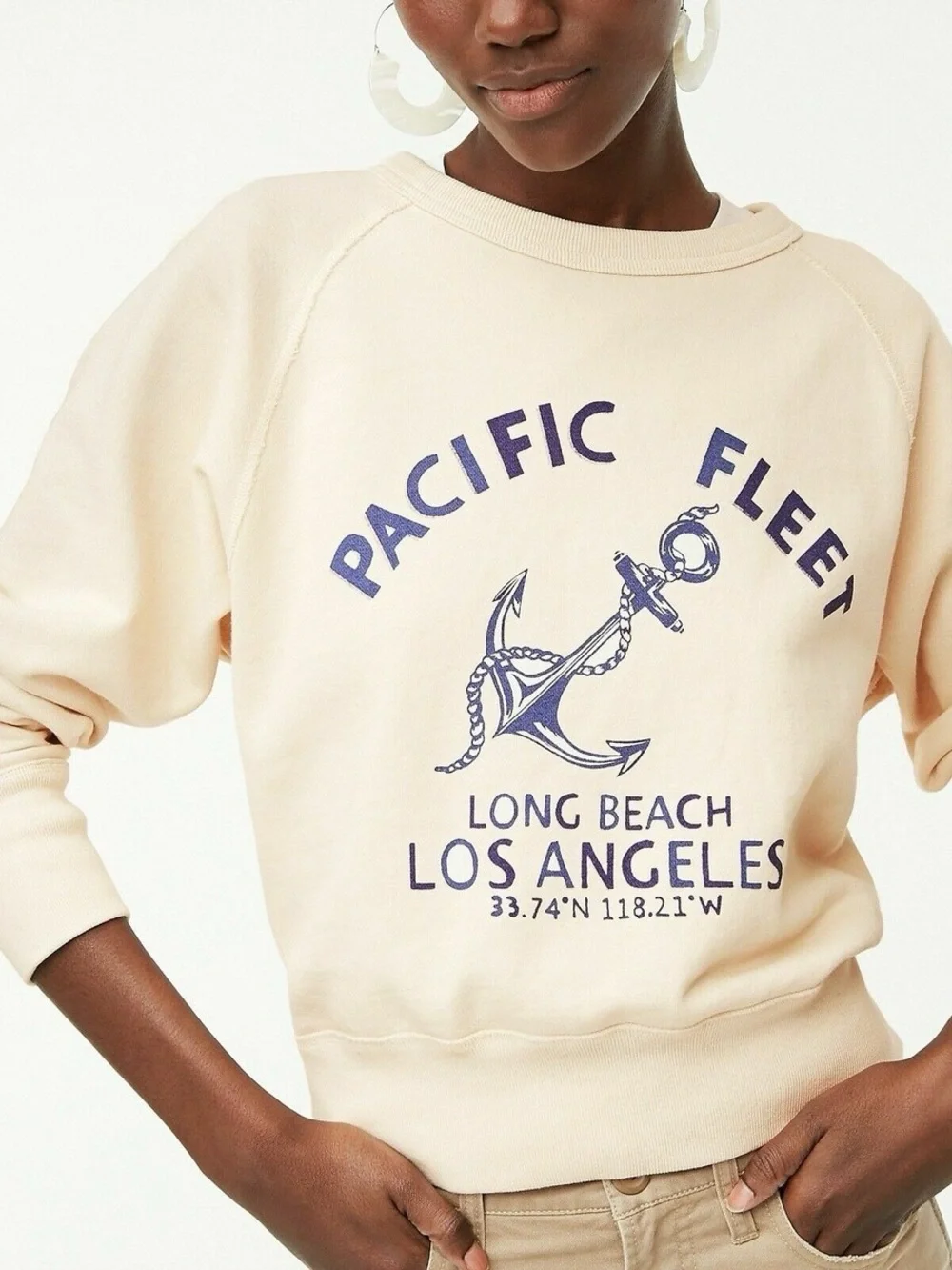 J. Crew Pacific Fleet Long Beach Graphic Sweatshirt - Cream